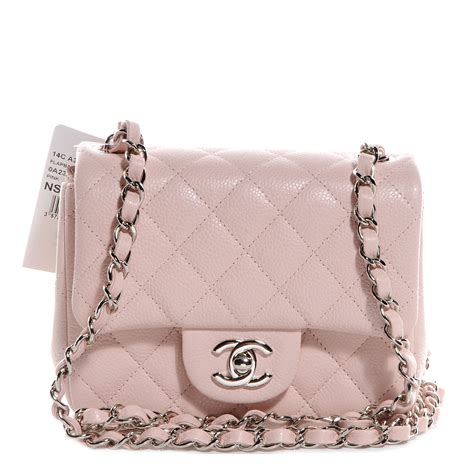 CHANEL Caviar Quilted Mini Square Flap Pink 